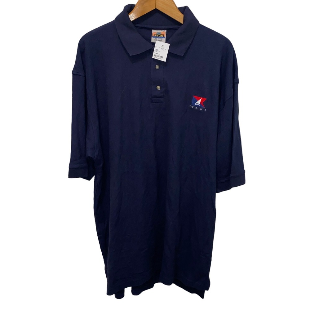 Sgt Leisure Maui Polo Shirt Mens XL Navy Blue NWT Made in USA Sail Pennant Logo